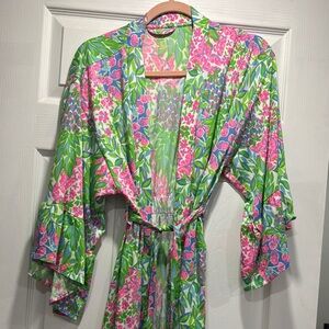 Lilly Pulitzer Pink and Green Floral Robe